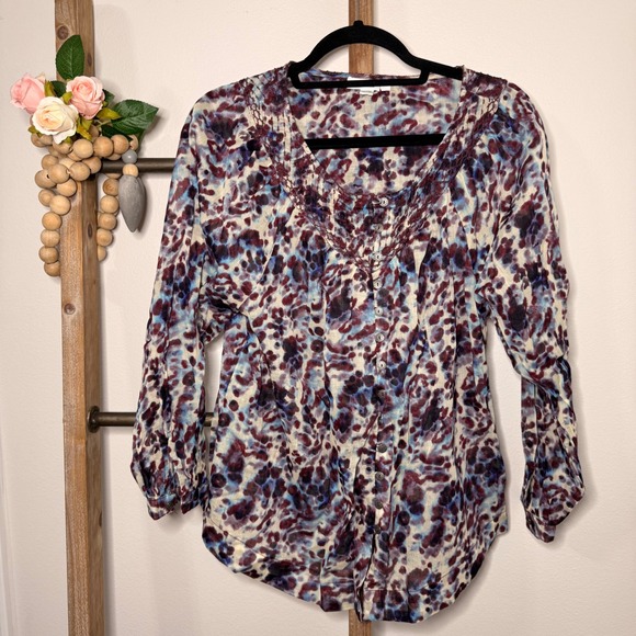 beachlunchlounge Tops - Beachlunchlounge Long Sleeve Button Up Blouse Abstract Print Size X Small